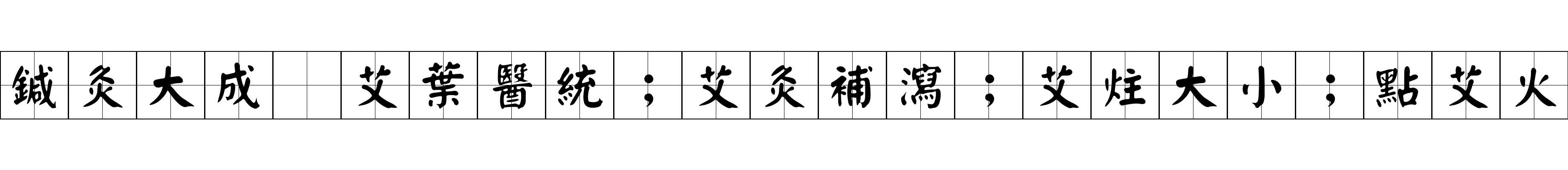 鍼灸大成 艾葉醫統；艾灸補瀉；艾炷大小；點艾火